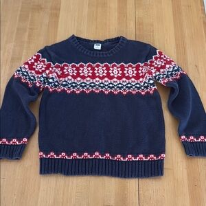Janie and Jack Navy and Red Patterned Sweater